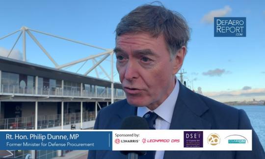 Philip Dunne is interviewed at the Defence and Security Equipment International event.