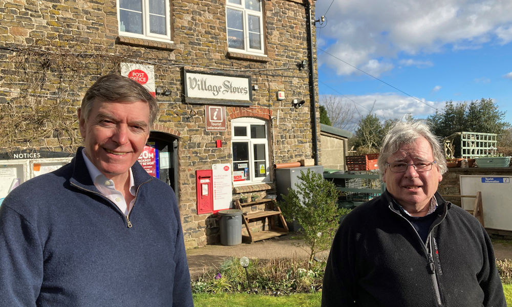Philip Dunne and Robert Tindall at Cleobury North Post Office