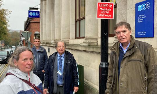 Local Town Councillor Hilary Luff pictured with Philip Dunne MP and Shropshire Councillors Lee Chapman and David Evans
